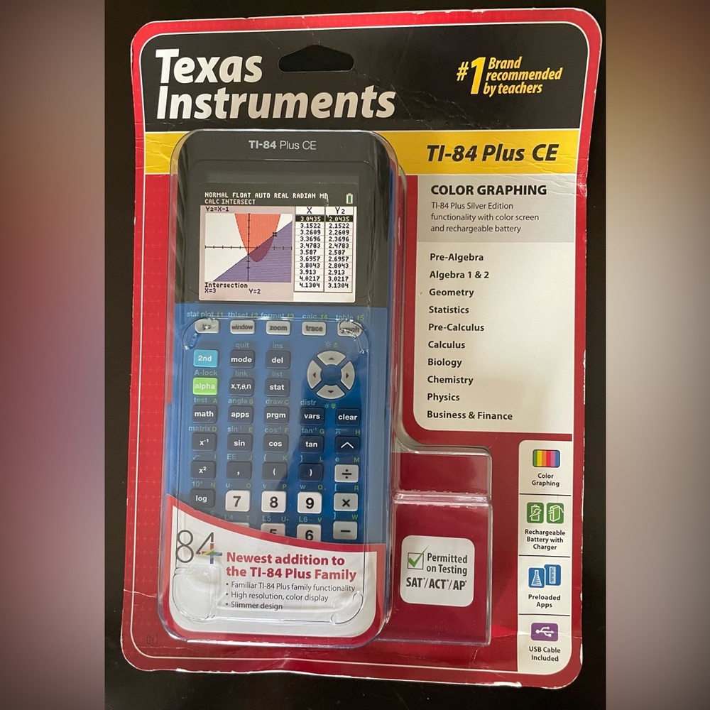 Texas Instruments TI-84 Plus CE Color Graphing Calculator-Blue-NIB